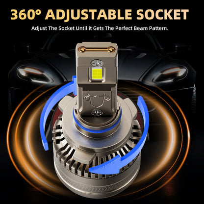 L1 9005/HB3 LED Headlight Bulb 120W 6500K 16000LM IP68 Cool White 2Pcs