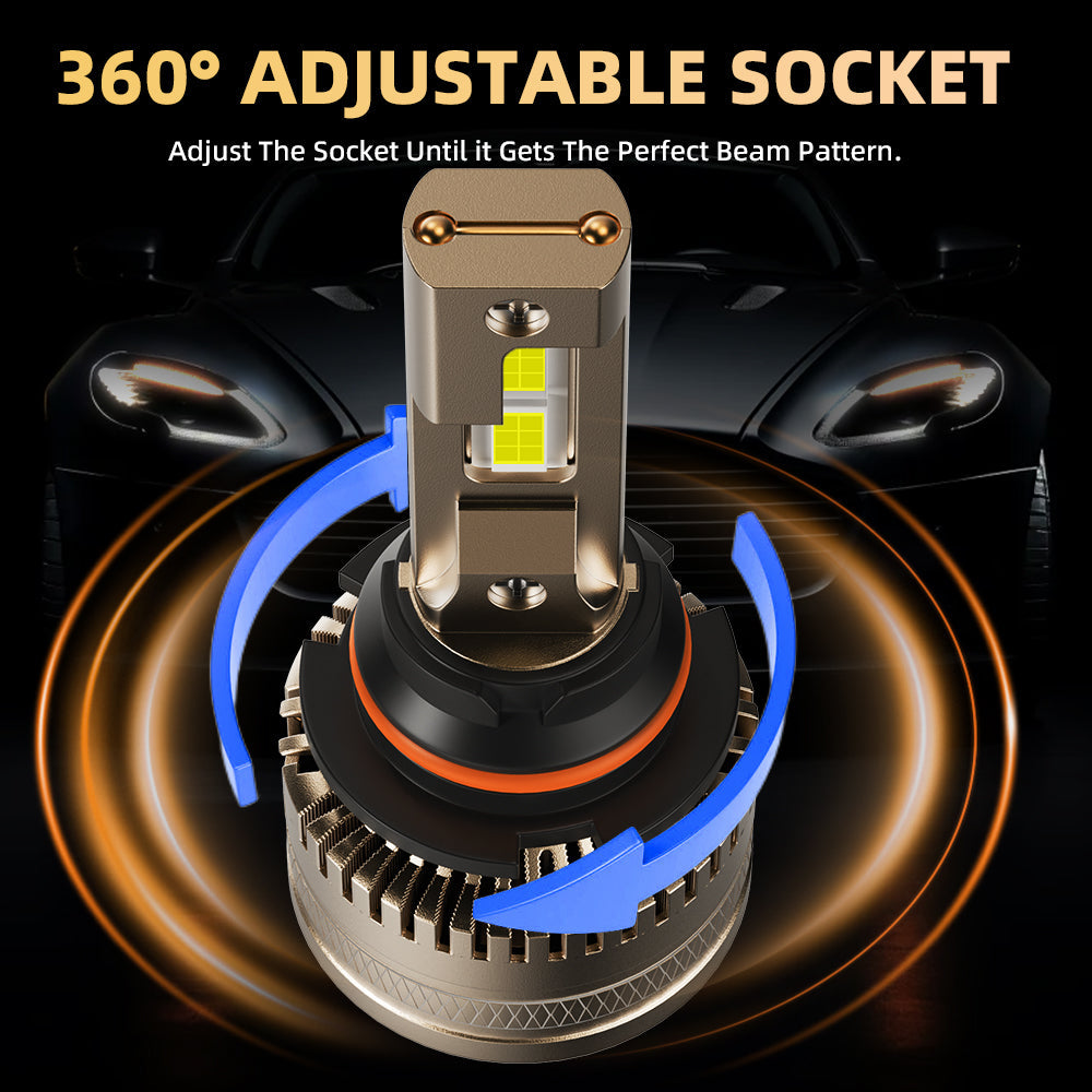 L1 9007/HB5 LED Headlight Bulb 120W 6500K 16000LM IP68 Cool White 2Pcs