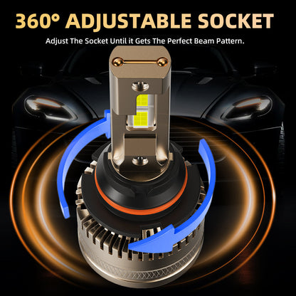 L1 9007/HB5 LED Headlight Bulb 120W 6500K 16000LM IP68 Cool White 2Pcs
