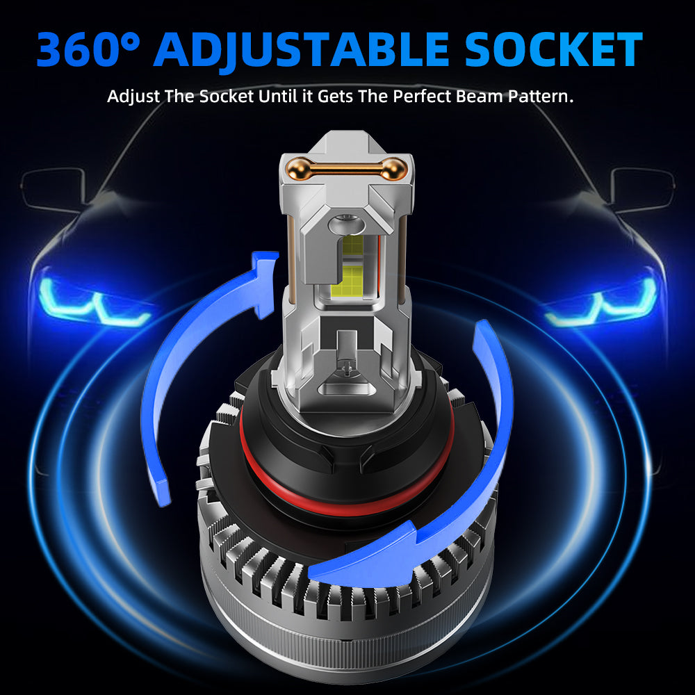 L2 9007/HB5 LED Headlight Bulb 160W 6500K 20000LM IP68 Cool White 2Pcs