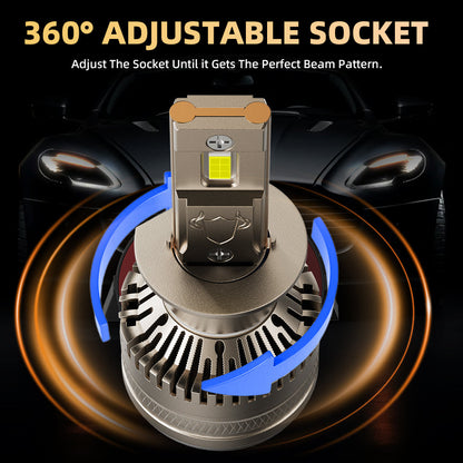 L1 H1 LED Headlight Bulb 120W 6500K 16000LM IP68 Cool White 2Pcs