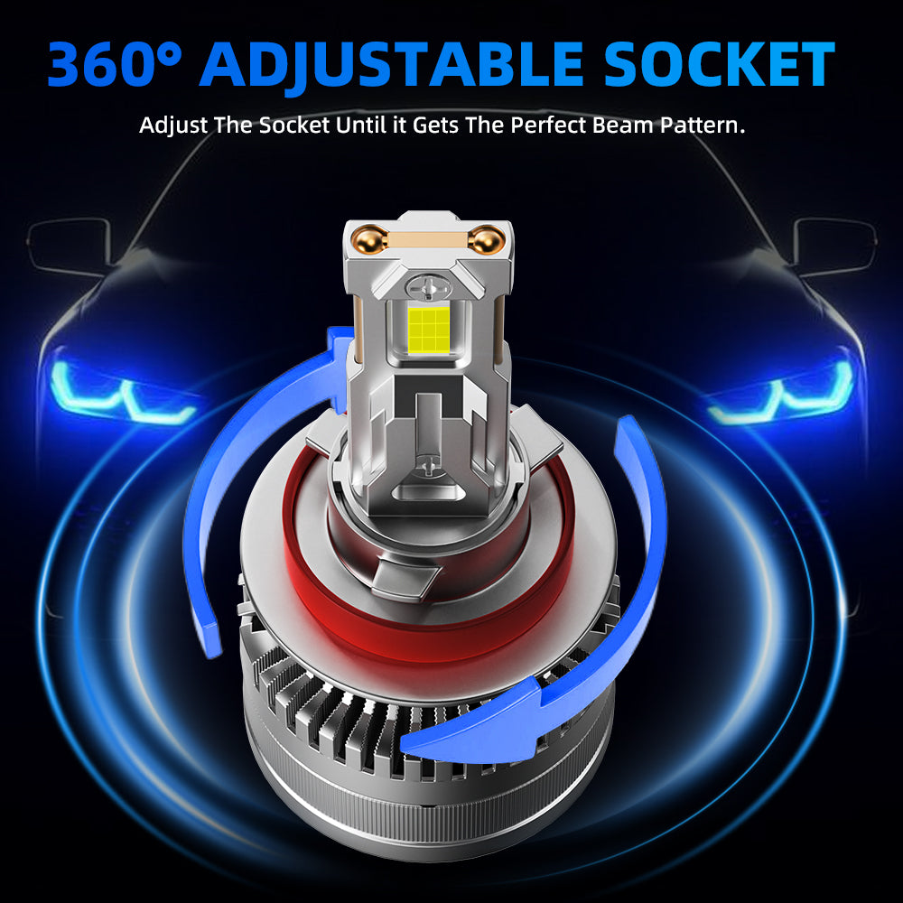 L2 H11/H9/H8 LED Headlight Bulb 160W 6500K 20000LM IP68 Cool White 2Pcs