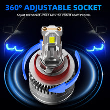 L2 H11/H9/H8 LED Headlight Bulb 160W 6500K 20000LM IP68 Cool White 2Pcs