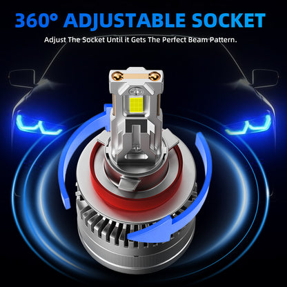 L2 H11/H9/H8 LED Headlight Bulb 160W 6500K 20000LM IP68 Cool White 2Pcs