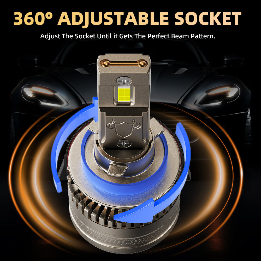 L1 H11/H9/H8 LED Headlight Bulb 120W 6500K 16000LM IP68 Cool White 2Pcs