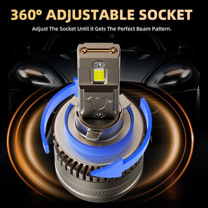 L1 H11/H9/H8 LED Headlight Bulb 120W 6500K 16000LM IP68 Cool White 2Pcs