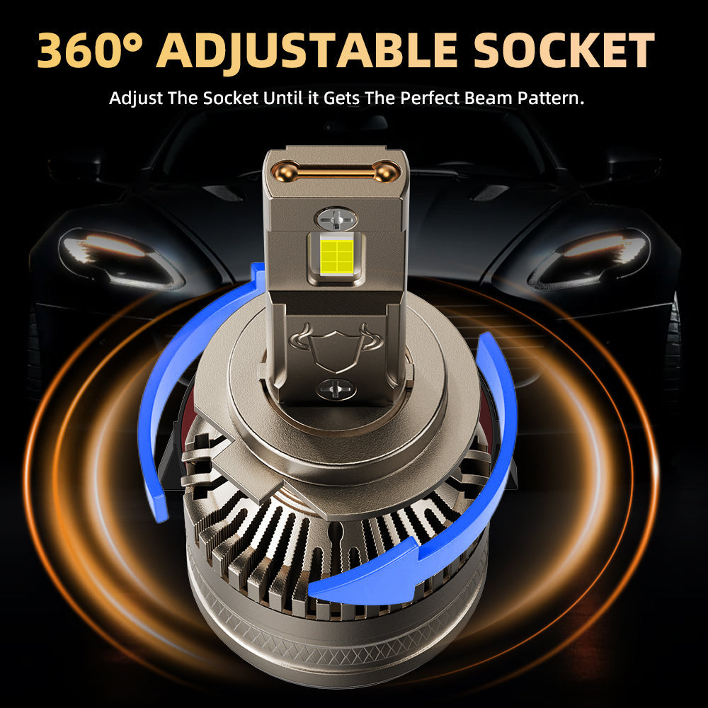 L1 H7 LED Headlight Bulb 120W 6500K 16000LM IP68 Cool White 2Pcs