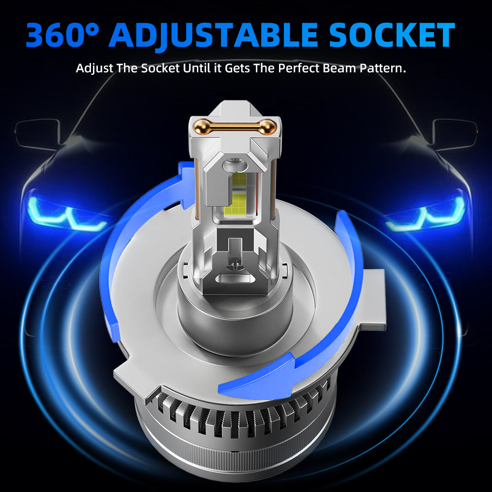L2 H4/HB2/9003 LED Headlight Bulb 160W 6500K 20000LM IP68 Cool White 2Pcs