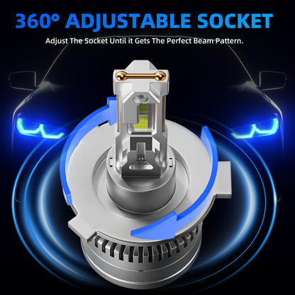 L2 H4/HB2/9003 LED Headlight Bulb 160W 6500K 20000LM IP68 Cool White 2Pcs