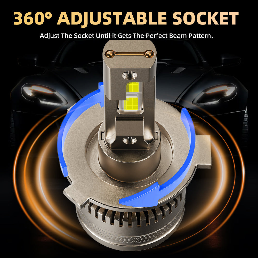 L1 H4/HB2/9003 LED Headlight Bulb 120W 6500K 16000LM IP68 Cool White 2Pcs