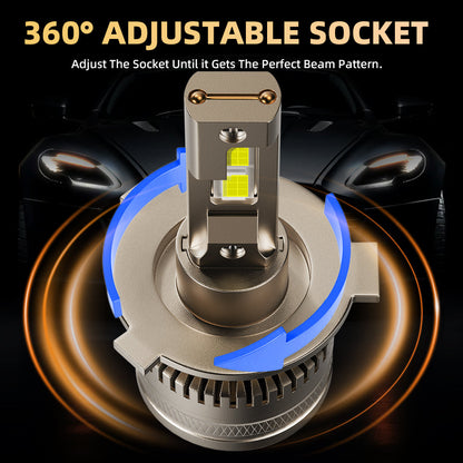 L1 H4/HB2/9003 LED Headlight Bulb 120W 6500K 16000LM IP68 Cool White 2Pcs