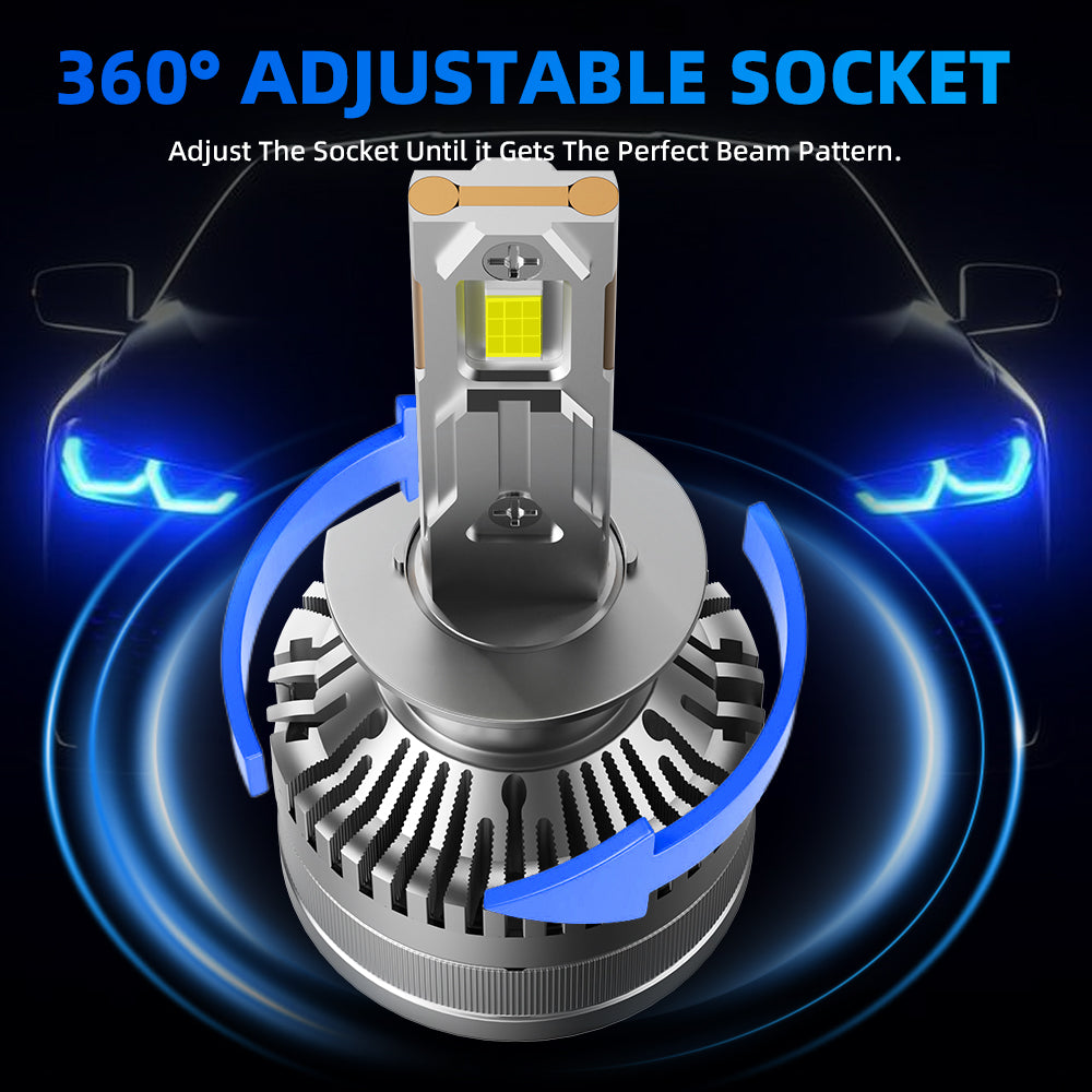 L2 H1 LED Headlight Bulb 160W 6500K 20000LM IP68 Cool White 2Pcs