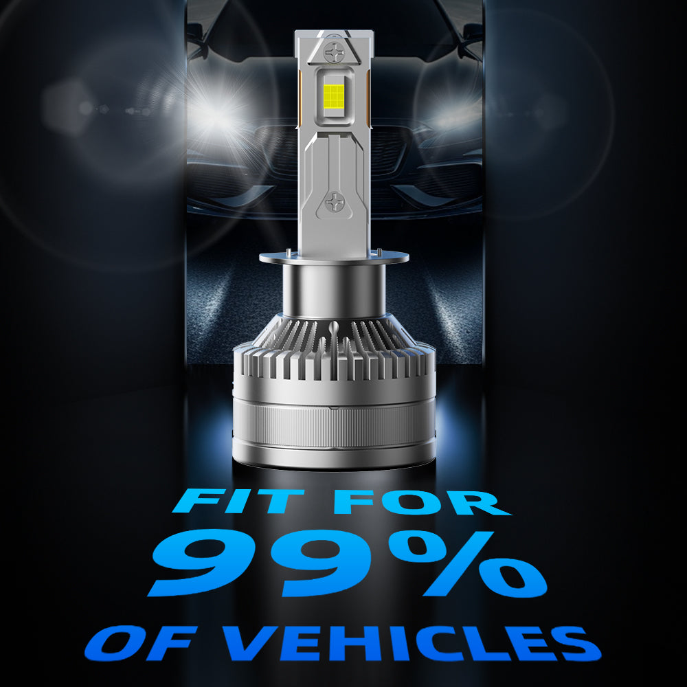 L2 H1 LED Headlight Bulb 160W 6500K 20000LM IP68 Cool White 2Pcs