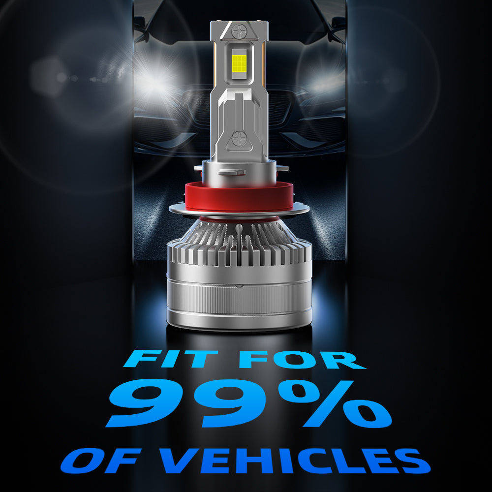 L2 H11/H9/H8 LED Headlight Bulb 160W 6500K 20000LM IP68 Cool White 2Pcs