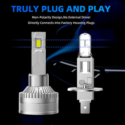 L2 H1 LED Headlight Bulb 160W 6500K 20000LM IP68 Cool White 2Pcs