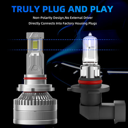 L2 9005/HB3 LED Headlight Bulb 160W 6500K 20000LM IP68 Cool White 2Pcs