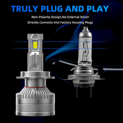 L2 H7 LED Headlight Bulb 160W 6500K 20000LM IP68 Cool White 2Pcs