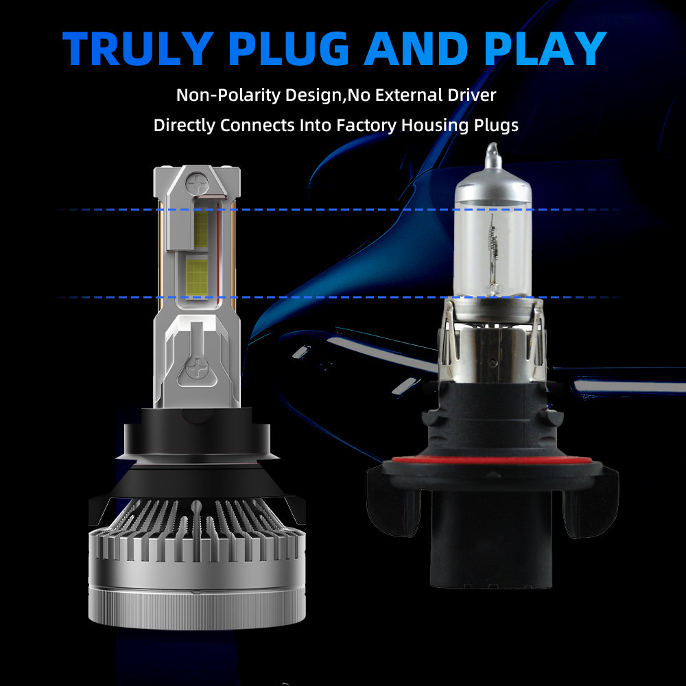 L2 H13/9008 LED Headlight Bulb 160W 6500K 20000LM IP68 Cool White 2Pcs