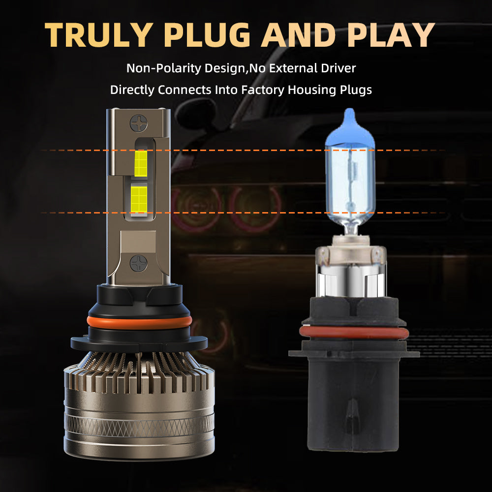 L1 9007/HB5 LED Headlight Bulb 120W 6500K 16000LM IP68 Cool White 2Pcs