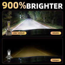 L1 H4/HB2/9003 LED Headlight Bulb 120W 6500K 16000LM IP68 Cool White 2Pcs