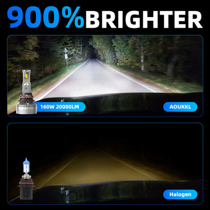 L2 9007/HB5 LED Headlight Bulb 160W 6500K 20000LM IP68 Cool White 2Pcs